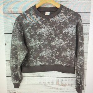 Gray and White Patterned Sweatshirt